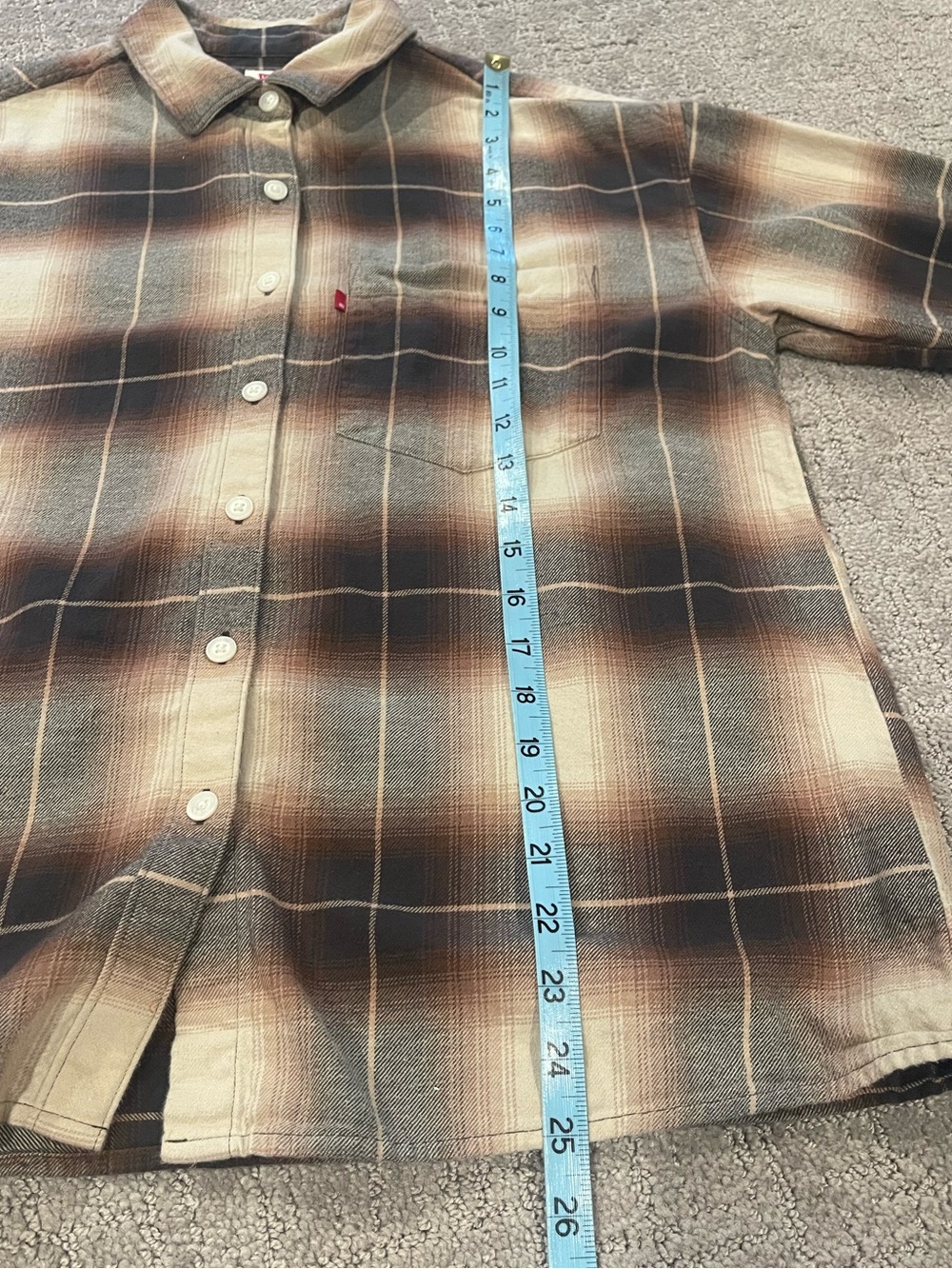 Levi's Women's Henri Plaid Button-Down Flannel Shirt in Brown, Beige and Black, - Picture 9 of 16